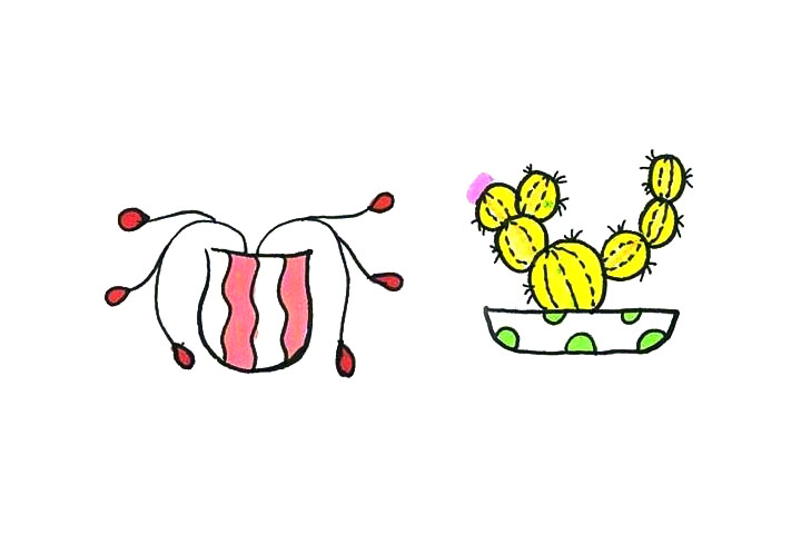 漂亮的小盆栽简笔画图片1-图2