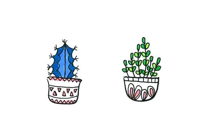 漂亮的小盆栽简笔画图片2-图2