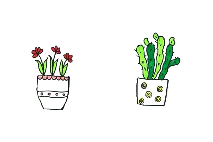 漂亮的小盆栽简笔画图片2-图5