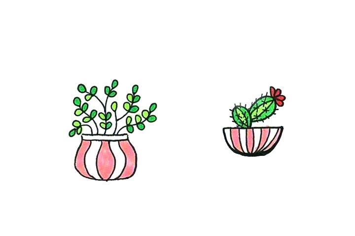 漂亮的小盆栽简笔画图片3-图1