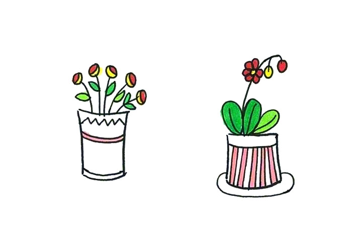 漂亮的小盆栽简笔画图片3-图9