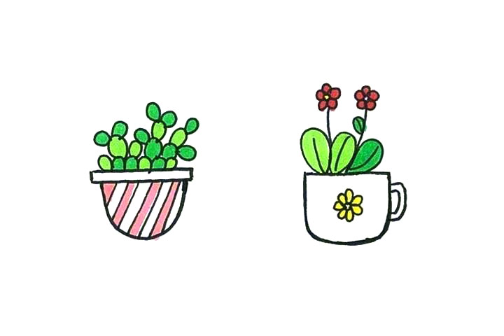 漂亮的小盆栽简笔画图片4-图1