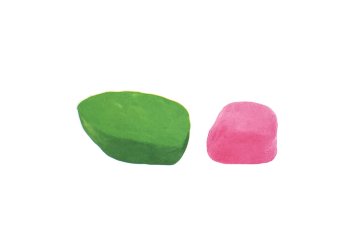 步骤1：用绿泥和粉泥捏塑出船身和船舱。