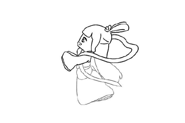 嫦娥放孔明灯简笔画画法教程-图3