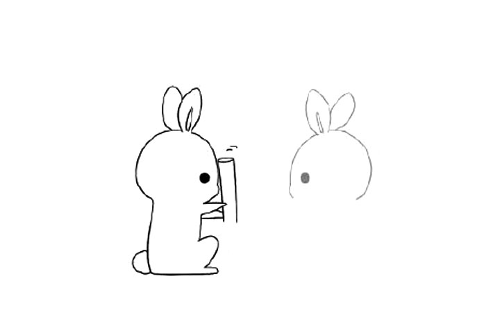 两只捣药的玉兔简笔画教程-图3