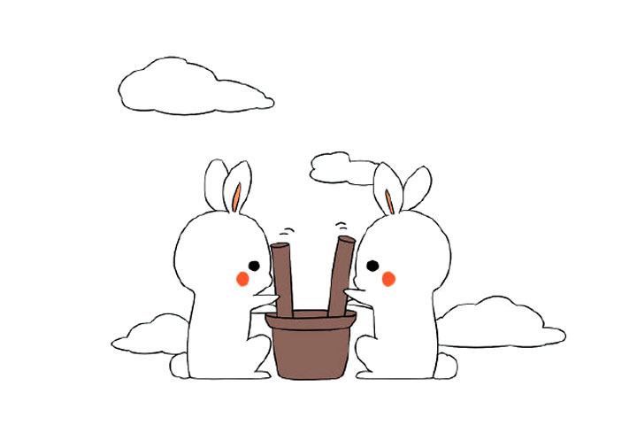 两只捣药的玉兔简笔画教程