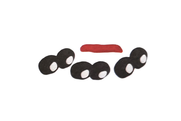 步骤2：捏出车轮和红色车灯。