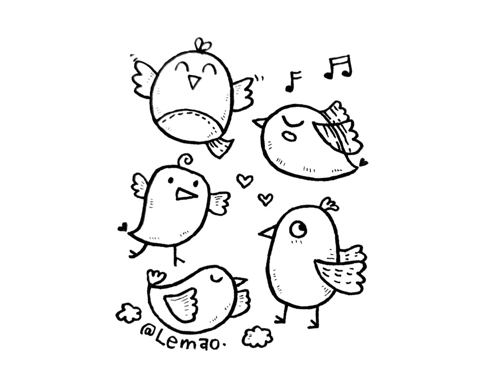 一组可爱小鸟简笔画图片-图1