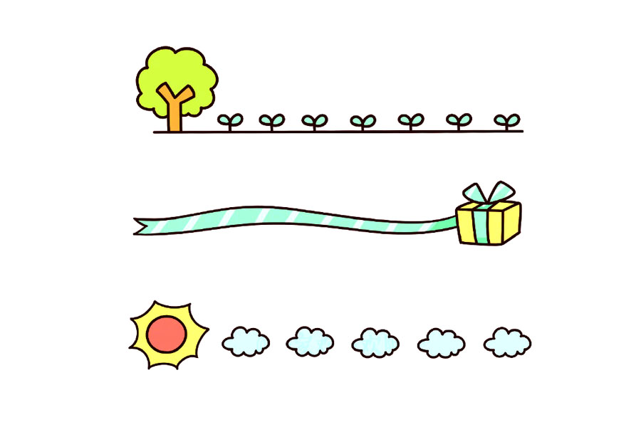 萌萌哒卡通简笔画分割线-图1