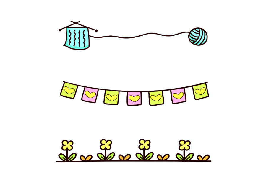 萌萌哒卡通简笔画分割线-图7