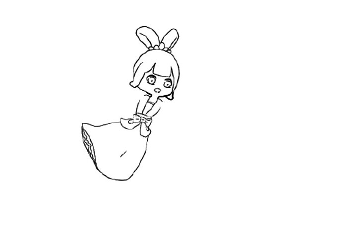 嫦娥赏荷简笔画画法步骤-图2