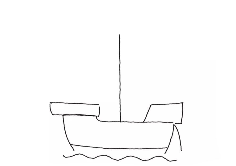 大帆船简笔画画法步骤-图2