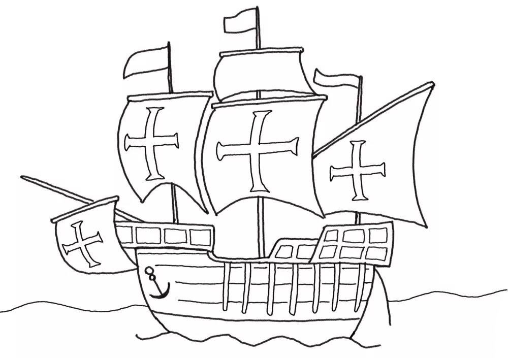 大帆船简笔画画法步骤-图6