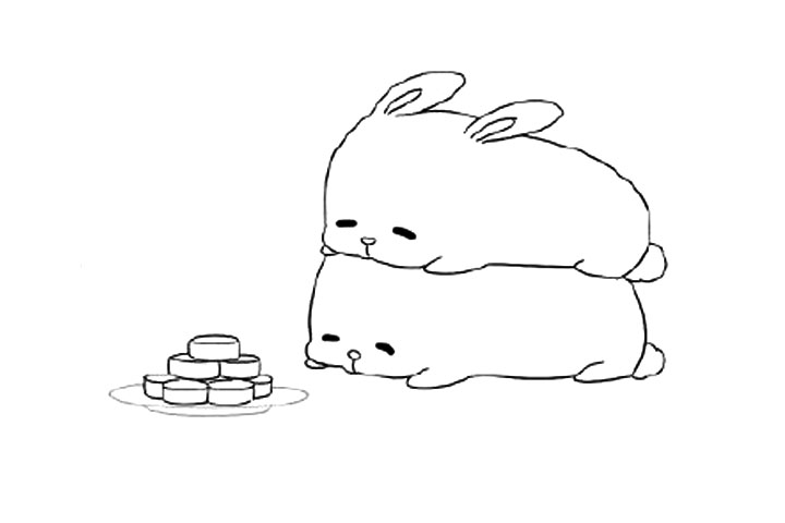 想偷吃月饼的兔子简笔画画法教程-图5