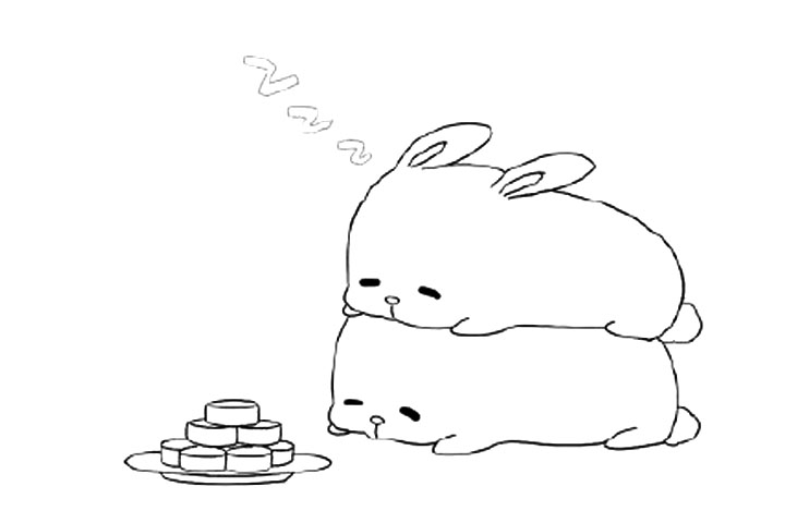 想偷吃月饼的兔子简笔画画法教程-图6