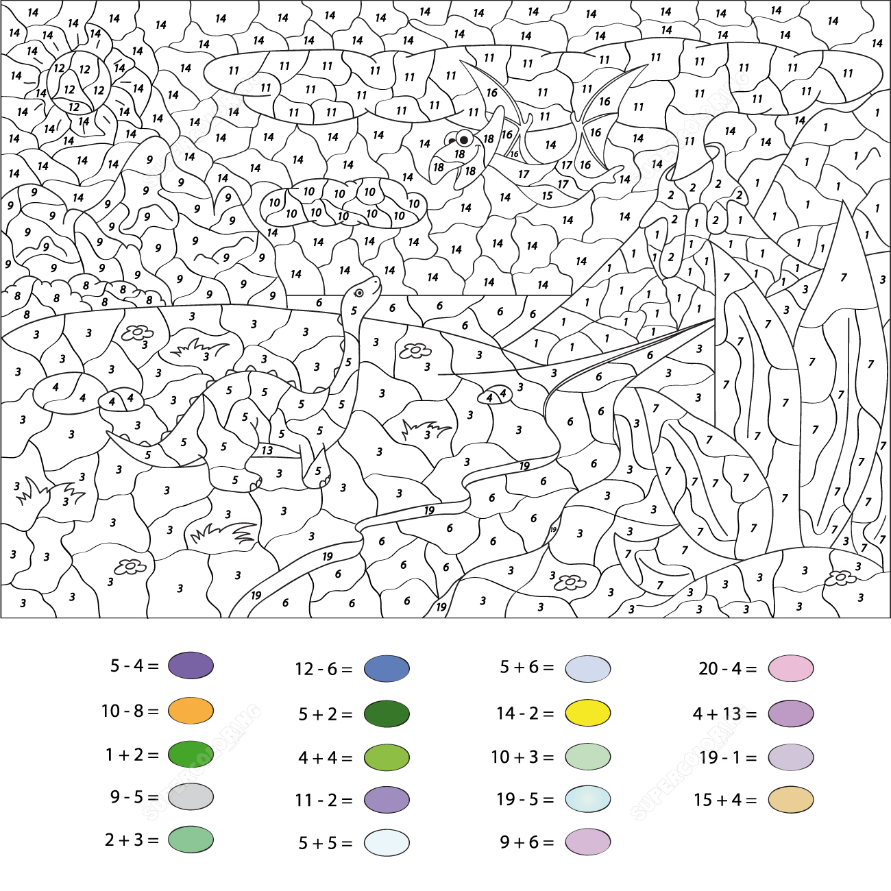 恐龙时代翼手龙涂色画卡片