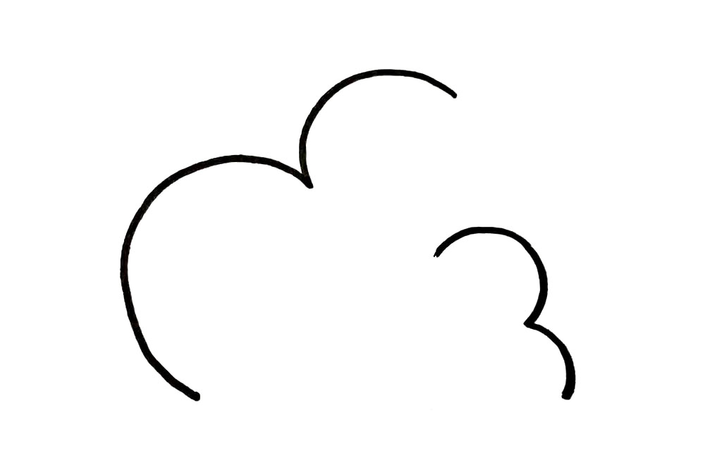 步骤2：再画一个大一些的“3”，注意画出倾斜的角度。