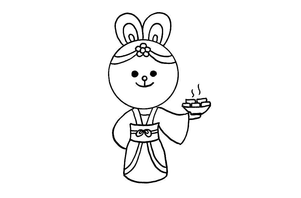 步骤9：接着我们可以再把衣服装饰的漂亮些，小朋友也可以按照自己喜欢的汉服服饰来画哦。