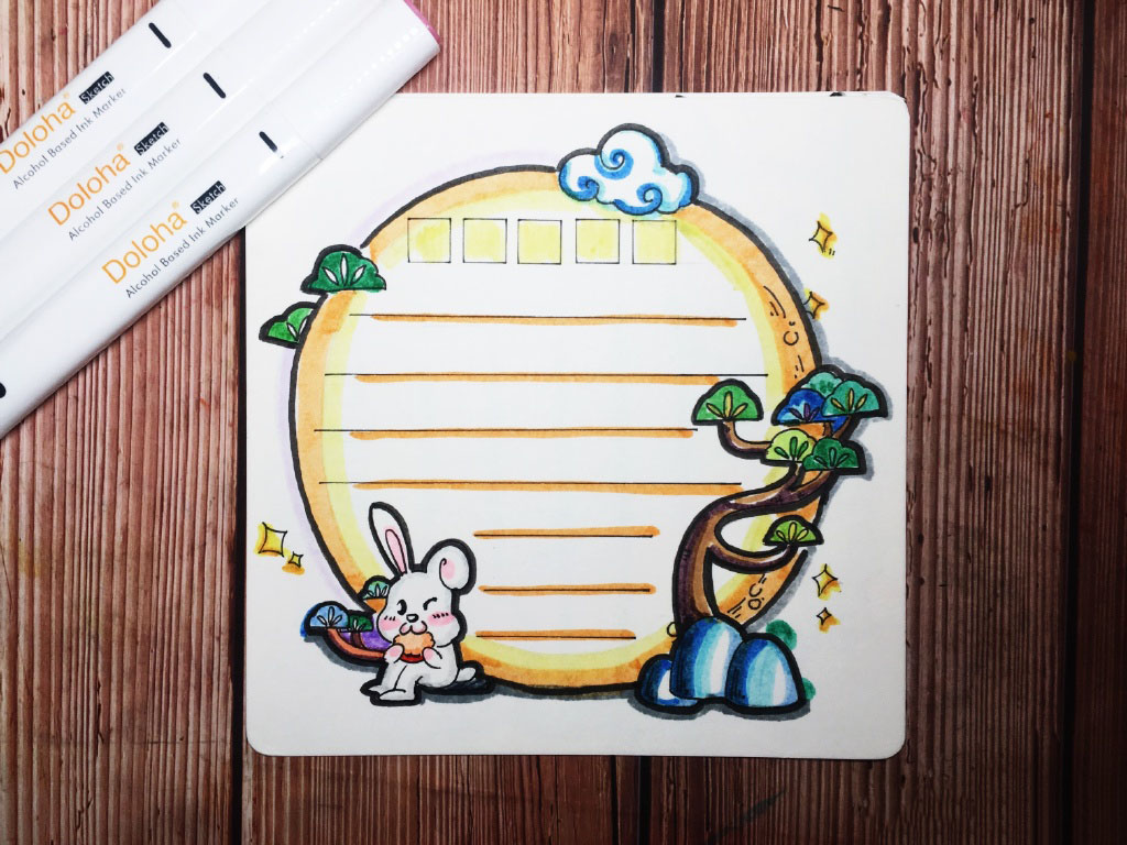 九款漂亮的中秋节手抄报边框-图5