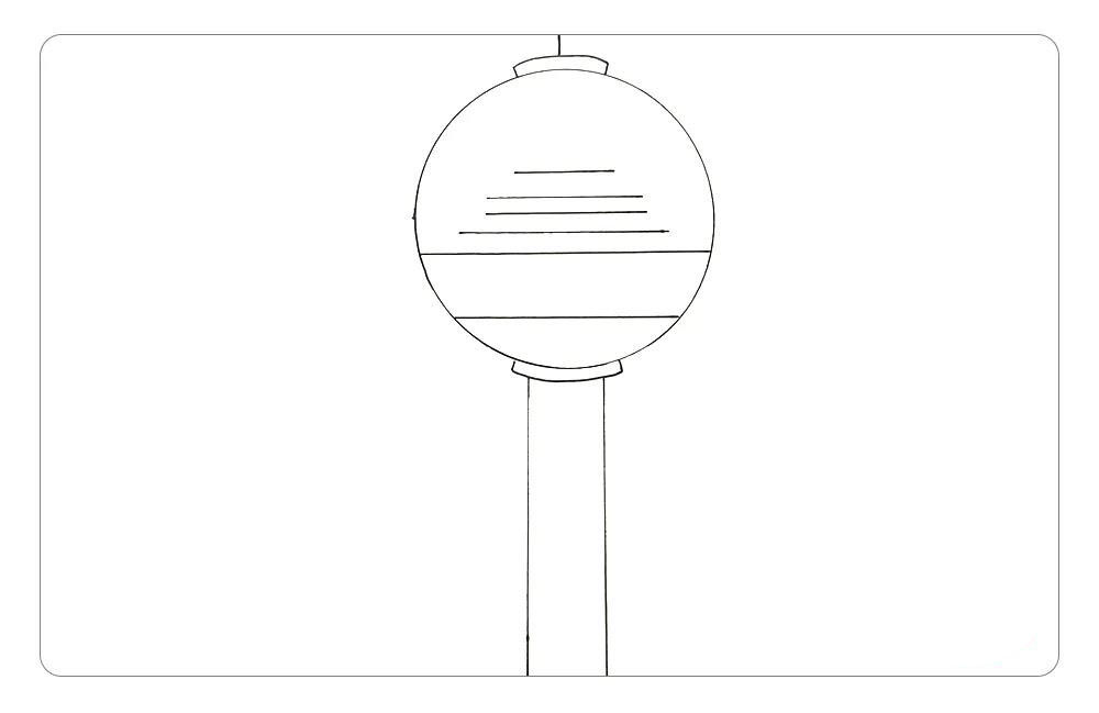 步骤3：在灯笼里面画上天安门，代表中秋的灯笼和代表国庆的天安门设计在一起，贴合我们迎中秋庆国庆的主题。