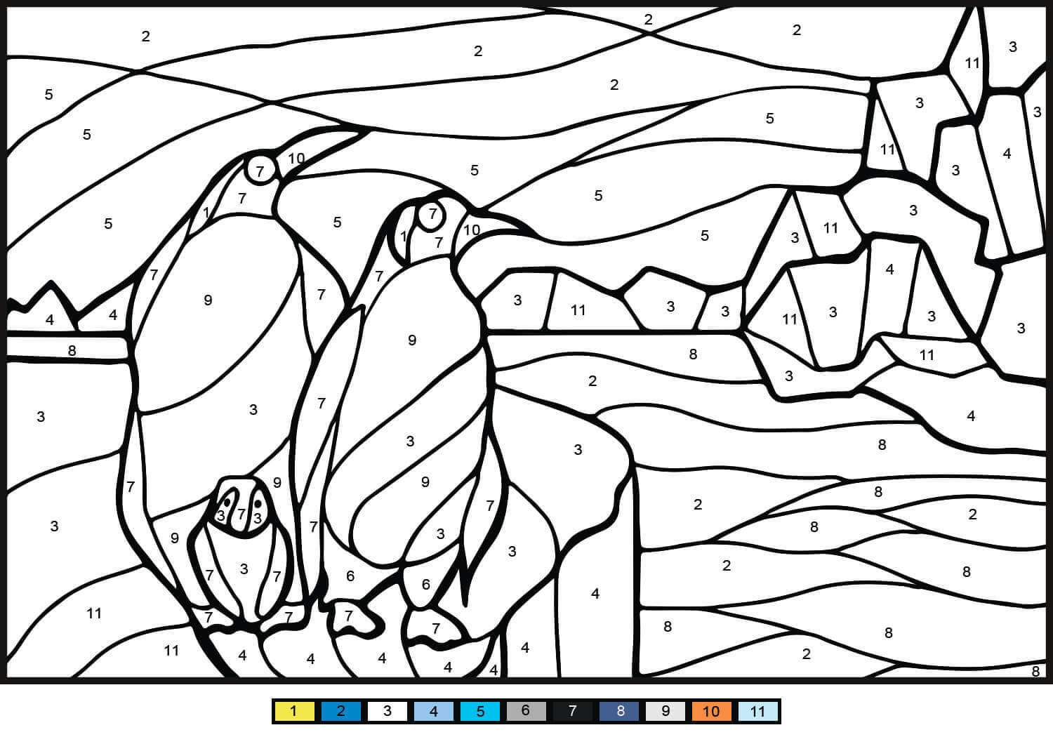 北极风景企鹅涂色画