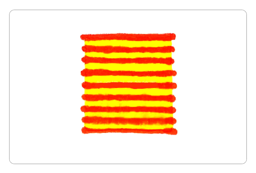 步骤2：接着拿出黄色笔，在横线中间涂满颜色。