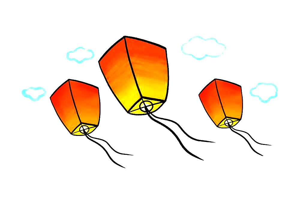 简单漂亮的孔明灯简笔画