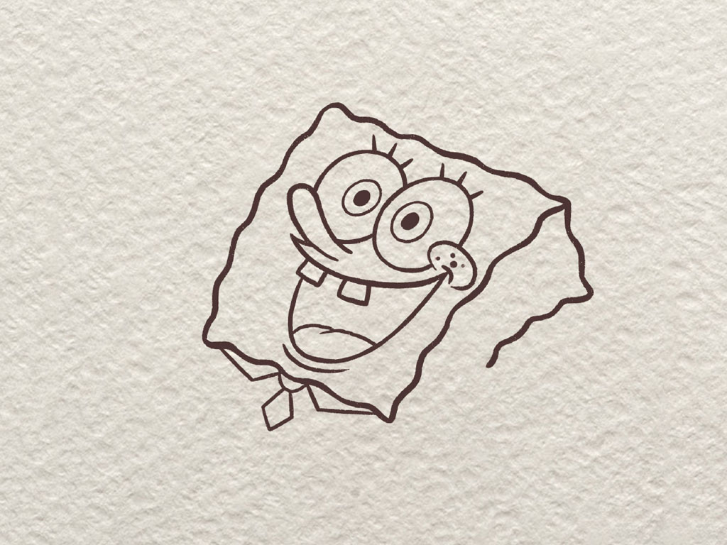 海绵宝宝简笔画步骤图-图5