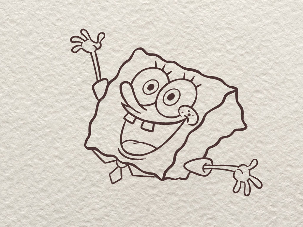 海绵宝宝简笔画步骤图-图6