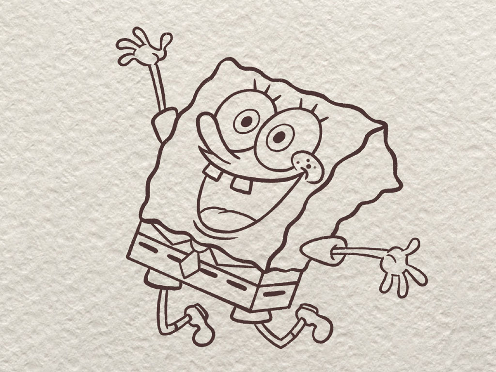 海绵宝宝简笔画步骤图-图7