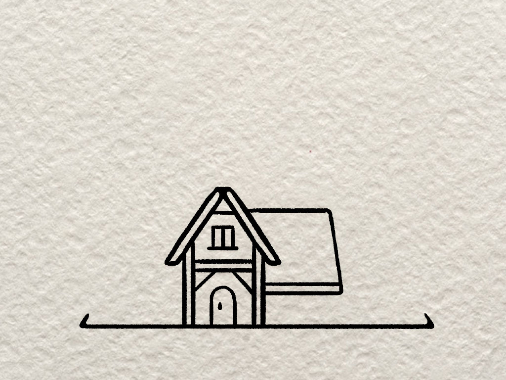 ins 风简笔画小别墅画法步骤-图3