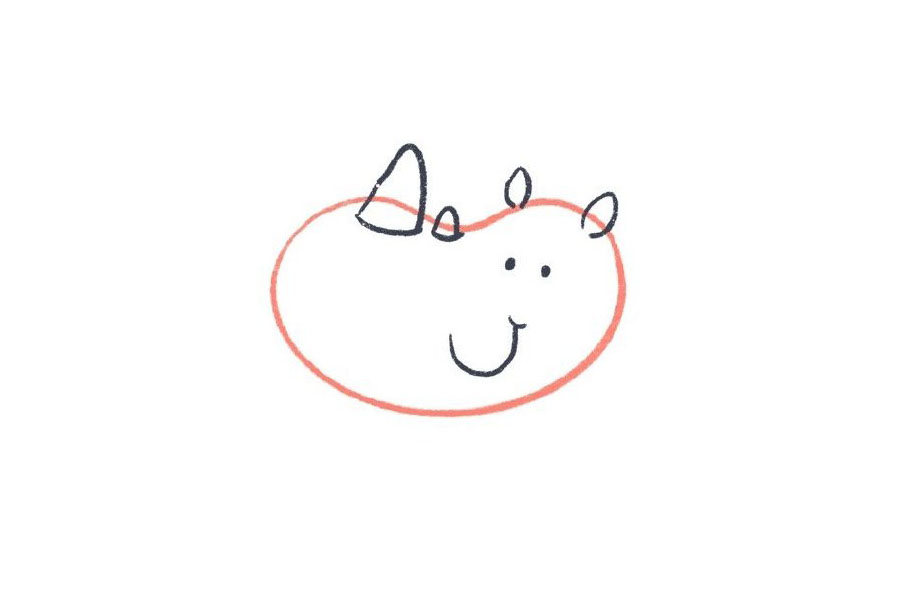 犀牛小头像简笔画画法步骤-图4