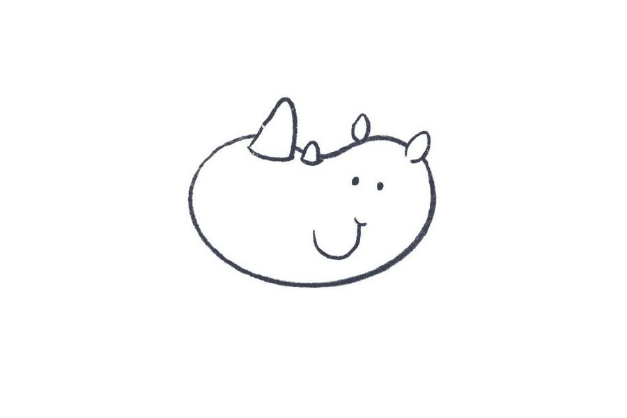 犀牛小头像简笔画画法步骤-图5