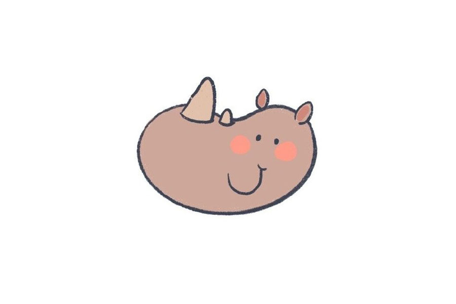 犀牛小头像简笔画画法步骤