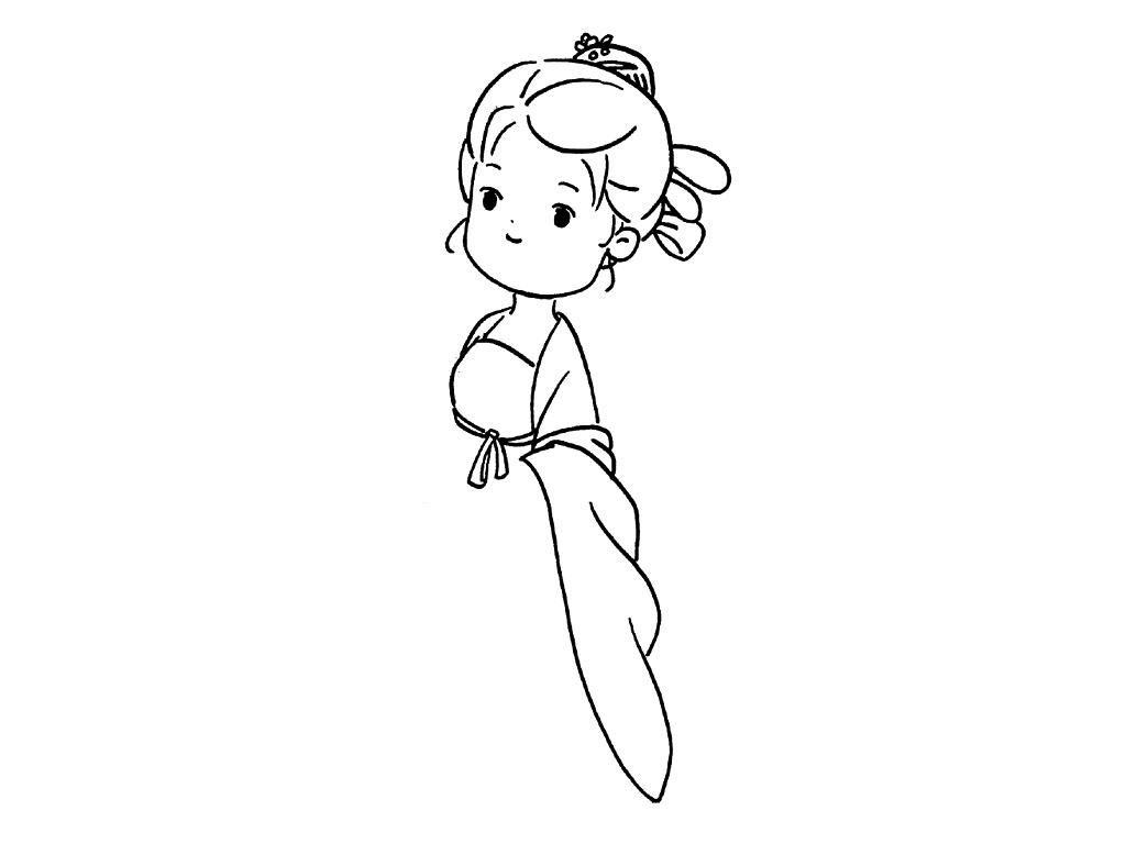古风小姑娘简笔画教程-图4