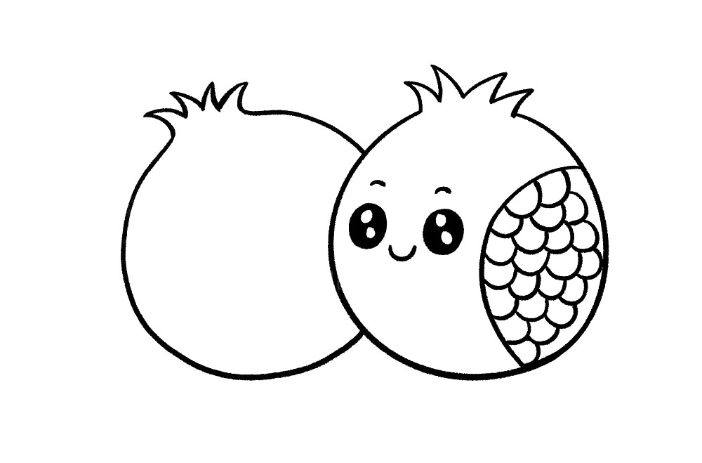 步骤6：用相同的方法，在旁边画出另一个石榴