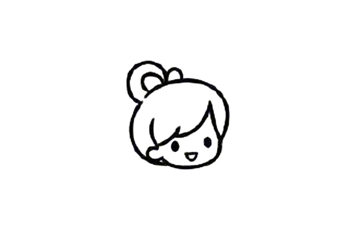 小女孩头像简笔画教程2-图3