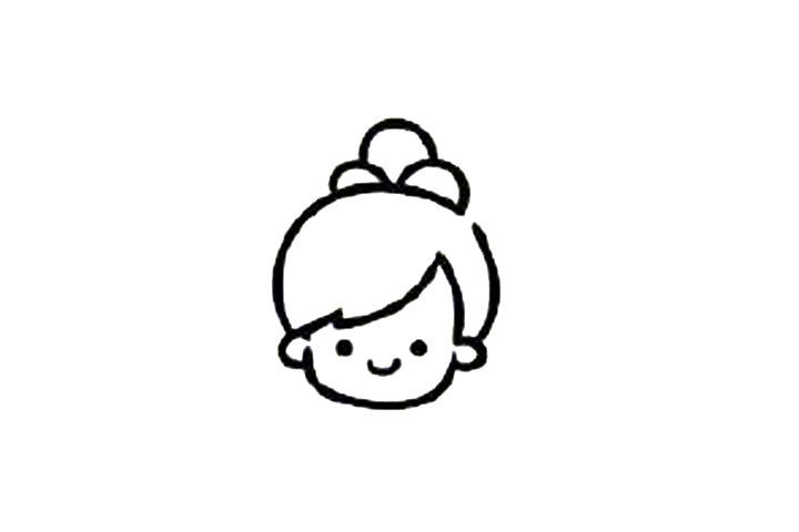小女孩头像简笔画教程3-图3