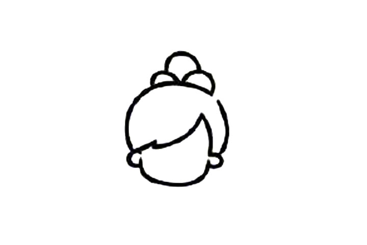 小女孩头像简笔画教程3-图2