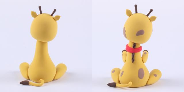 步骤5：来看看后面的造型，长颈鹿的尾巴不要忘记了哦~还有它身上的褐色斑点以及背部的鬃毛，如下图所示。