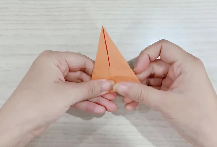 步骤3：另一端向上折再展开把这部分折到里面。