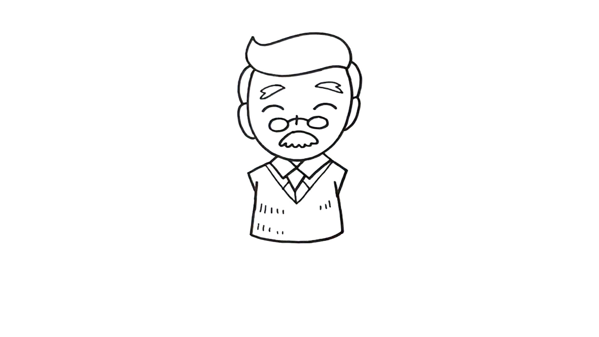 重阳节简笔画：老爷爷-图3