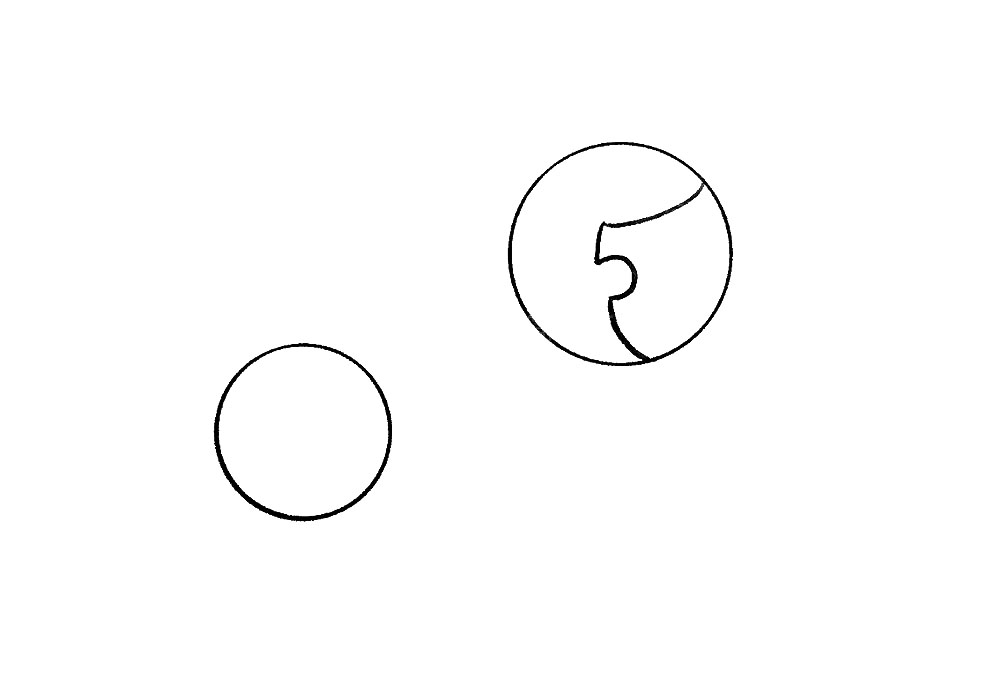 步骤2：接着，我们在大的圆形里画长辈的发型。