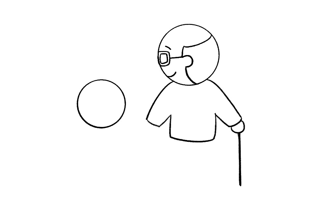 步骤4：简单画一下长辈的身体部分