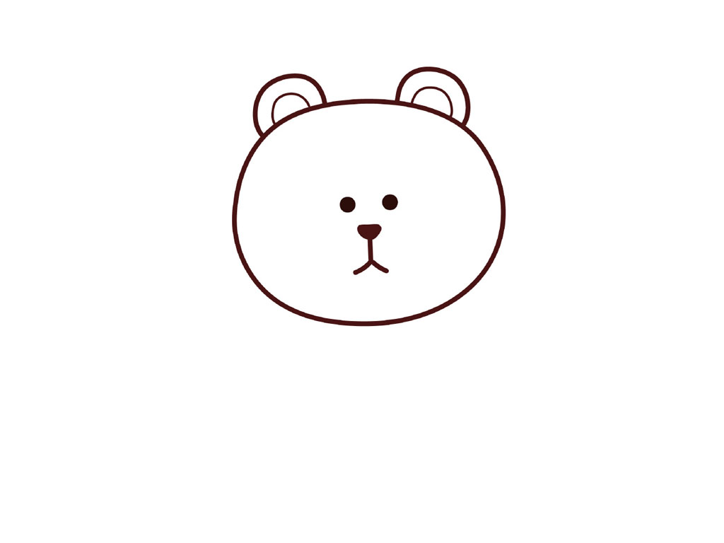布朗熊简笔画的画法步骤-图3