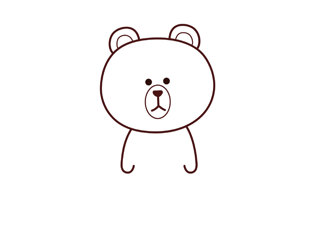 布朗熊简笔画的画法步骤-图5
