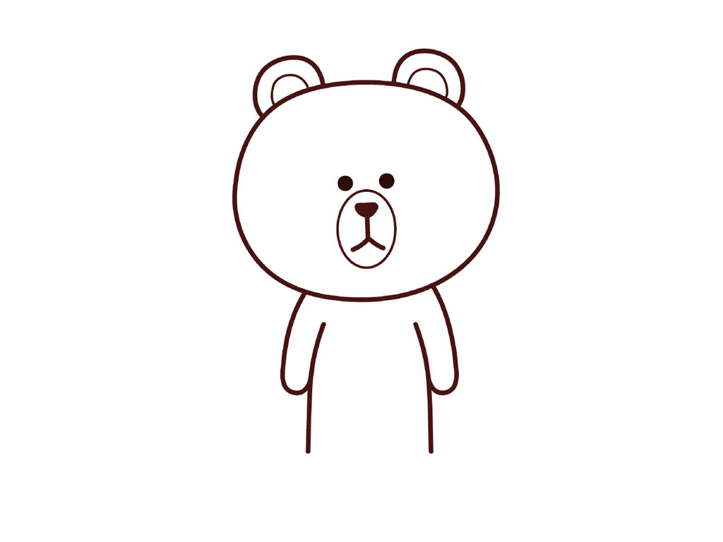 布朗熊简笔画的画法步骤-图6
