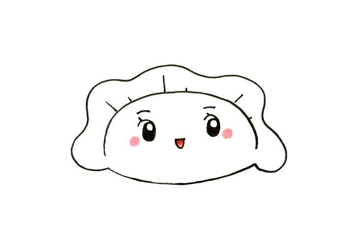 步骤3：下面就可以涂色啦，我们先给脸颊两侧画上腮红，嘴巴也涂上粉色。