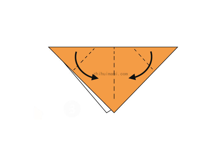 步骤3：沿虚线折出耳朵。
