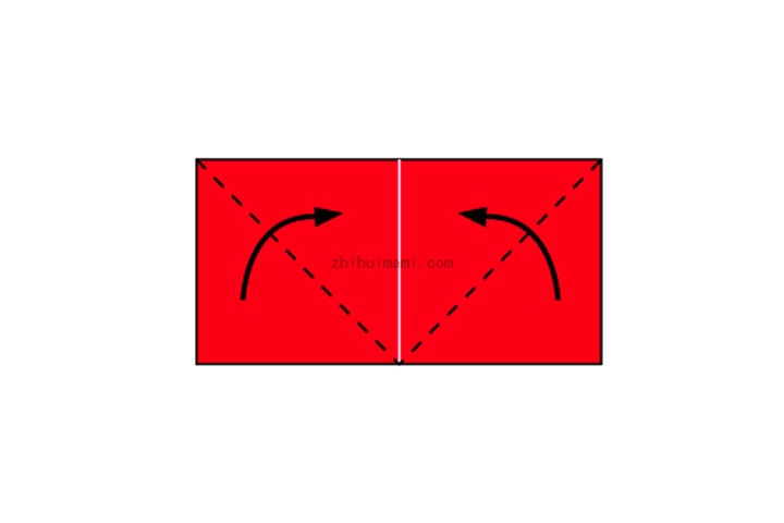 步骤4：沿虚线向上叠。